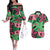 Plumeria Polynesian Pattern Couples Matching Off The Shoulder Long Sleeve Dress and Hawaiian Shirt Unique Fantasy Green Pink