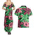 Plumeria Polynesian Pattern Couples Matching Summer Maxi Dress and Hawaiian Shirt Unique Fantasy Green Pink