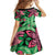 Plumeria Polynesian Pattern Family Matching Off Shoulder Short Dress and Hawaiian Shirt Unique Fantasy Green Pink