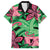 Plumeria Polynesian Pattern Family Matching Off Shoulder Short Dress and Hawaiian Shirt Unique Fantasy Green Pink