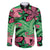 Plumeria Polynesian Pattern Family Matching Off Shoulder Short Dress and Hawaiian Shirt Unique Fantasy Green Pink