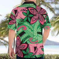 Plumeria Polynesian Pattern Hawaiian Shirt Unique Fantasy Green Pink LT01 - Polynesian Pride