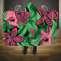 Plumeria Polynesian Pattern Hooded Blanket Unique Fantasy Green Pink LT01 - Polynesian Pride