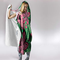 Plumeria Polynesian Pattern Hooded Blanket Unique Fantasy Green Pink LT01 - Polynesian Pride