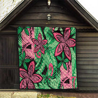 Plumeria Polynesian Pattern Quilt Unique Fantasy Green Pink