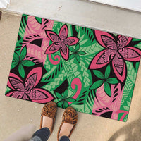 Plumeria Polynesian Pattern Rubber Doormat Unique Fantasy Green Pink LT01 - Polynesian Pride