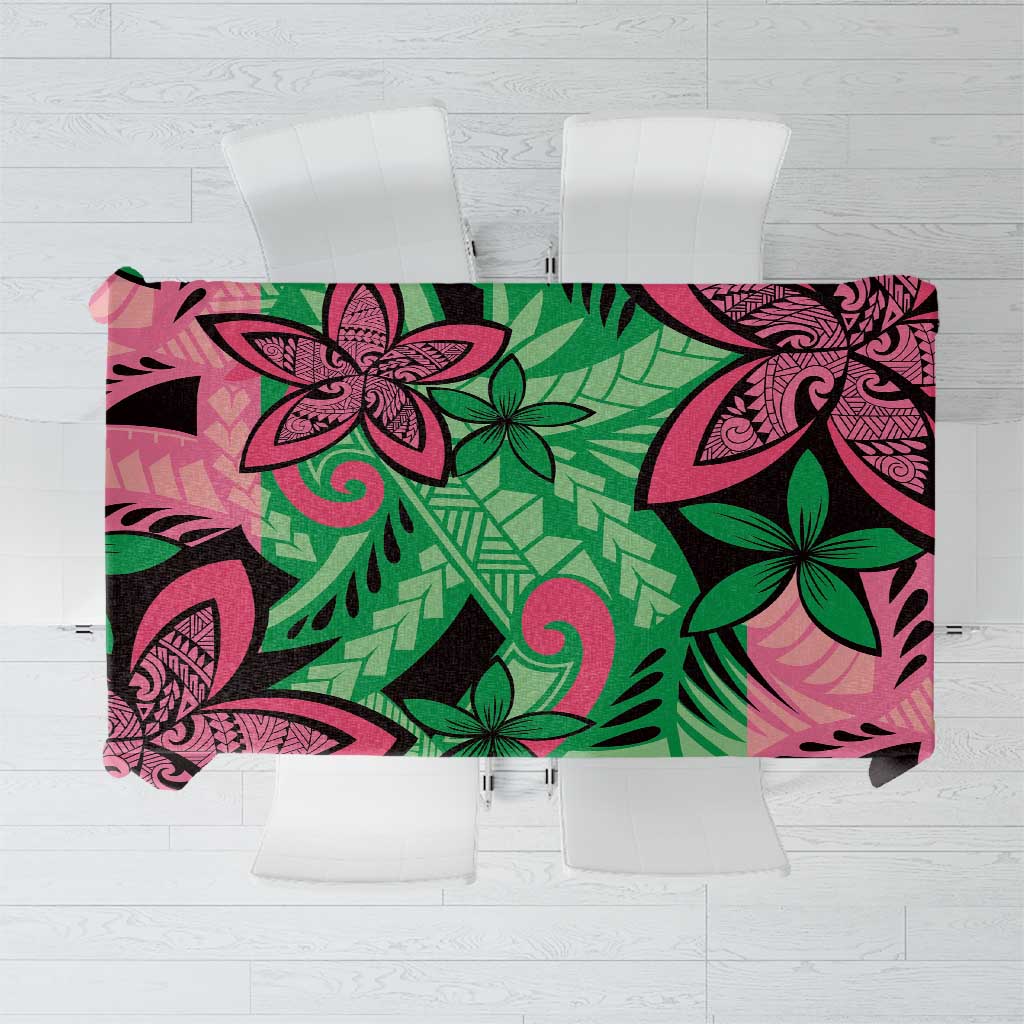 Plumeria Polynesian Pattern Tablecloth Unique Fantasy Green Pink LT01 Green - Polynesian Pride