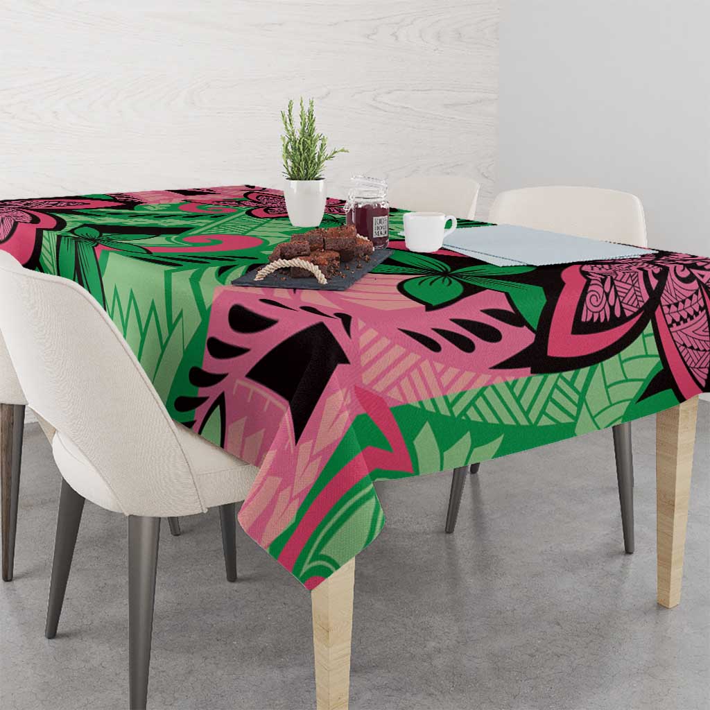 Plumeria Polynesian Pattern Tablecloth Unique Fantasy Green Pink LT01 - Polynesian Pride