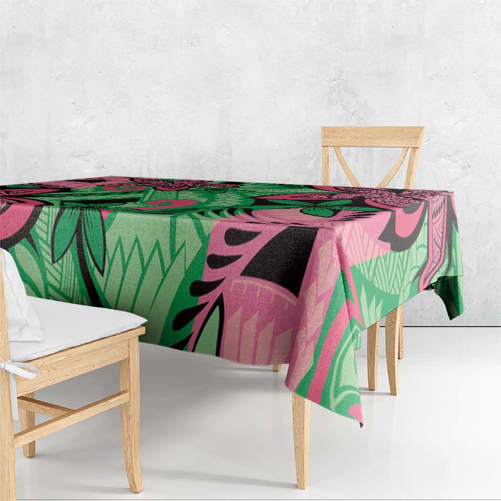 Plumeria Polynesian Pattern Tablecloth Unique Fantasy Green Pink LT01 - Polynesian Pride