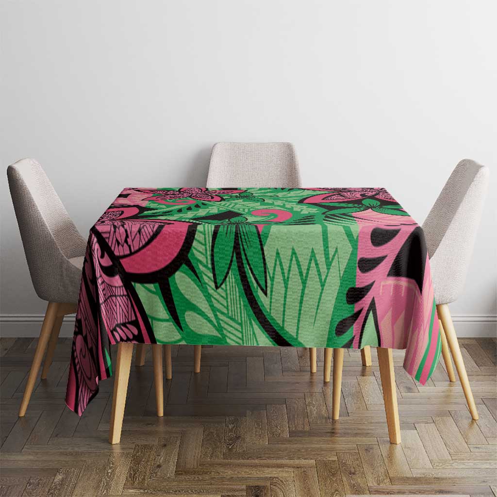 Plumeria Polynesian Pattern Tablecloth Unique Fantasy Green Pink LT01 - Polynesian Pride