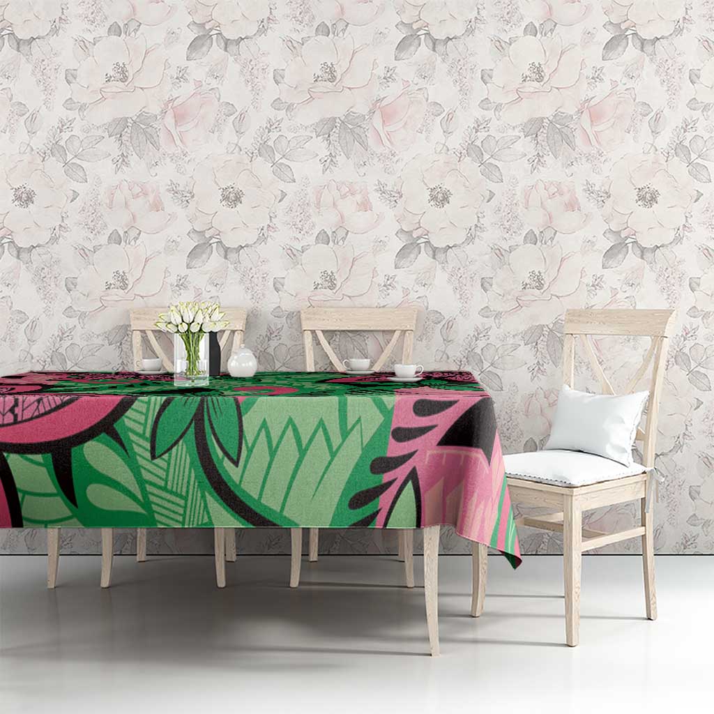 Plumeria Polynesian Pattern Tablecloth Unique Fantasy Green Pink LT01 - Polynesian Pride