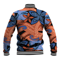Plumeria Polynesian Pattern Baseball Jacket Unique Fantasy Orange Blue LT01 - Polynesian Pride