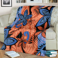 Plumeria Polynesian Pattern Blanket Unique Fantasy Orange Blue LT01 - Polynesian Pride