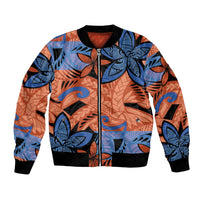 Plumeria Polynesian Pattern Bomber Jacket Unique Fantasy Orange Blue