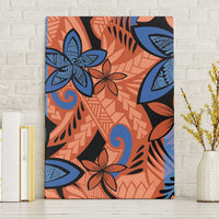 Plumeria Polynesian Pattern Canvas Wall Art Unique Fantasy Orange Blue LT01 Without Frame Orange - Polynesian Pride