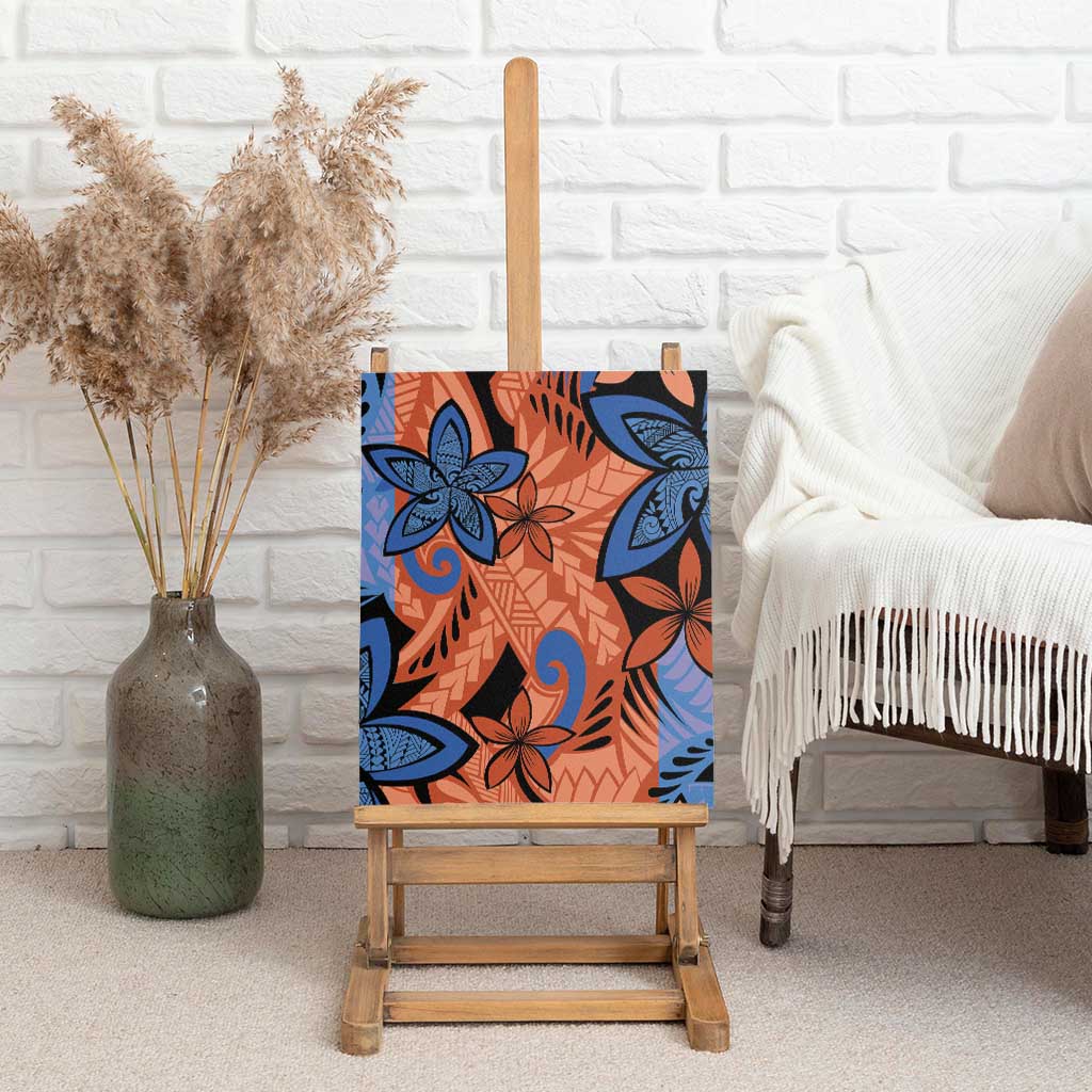 Plumeria Polynesian Pattern Canvas Wall Art Unique Fantasy Orange Blue LT01 - Polynesian Pride
