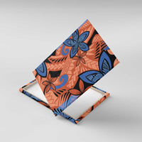 Plumeria Polynesian Pattern Canvas Wall Art Unique Fantasy Orange Blue LT01 With Frame Orange - Polynesian Pride