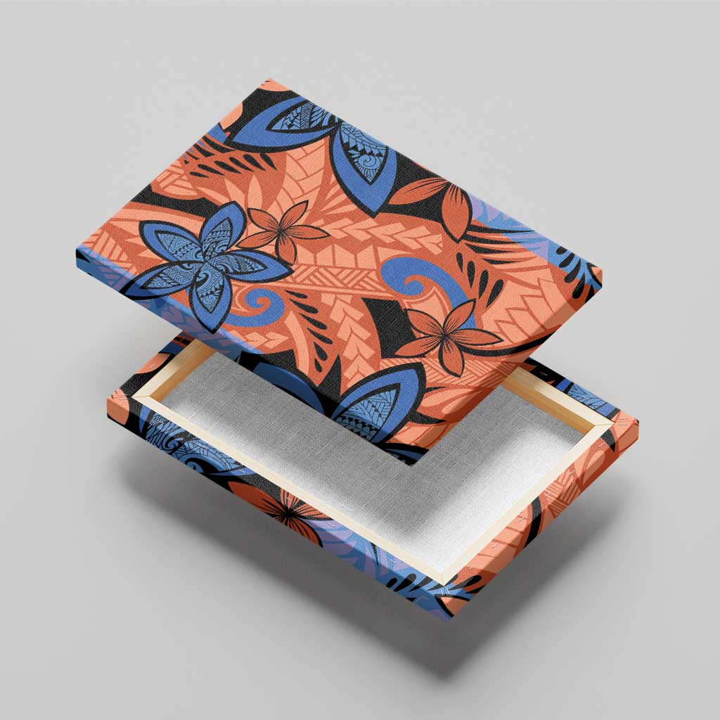 Plumeria Polynesian Pattern Canvas Wall Art Unique Fantasy Orange Blue LT01 - Polynesian Pride