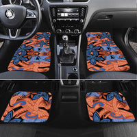 Plumeria Polynesian Pattern Car Mats Unique Fantasy Orange Blue LT01 Set 4pcs Orange - Polynesian Pride