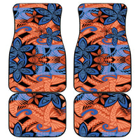 Plumeria Polynesian Pattern Car Mats Unique Fantasy Orange Blue LT01 - Polynesian Pride