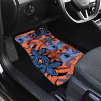 Plumeria Polynesian Pattern Car Mats Unique Fantasy Orange Blue LT01 - Polynesian Pride