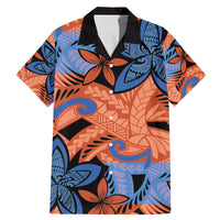 Plumeria Polynesian Pattern Family Matching Mermaid Dress and Hawaiian Shirt Unique Fantasy Orange Blue