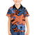 Plumeria Polynesian Pattern Family Matching Off Shoulder Short Dress and Hawaiian Shirt Unique Fantasy Orange Blue
