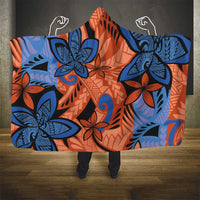 Plumeria Polynesian Pattern Hooded Blanket Unique Fantasy Orange Blue LT01 - Polynesian Pride
