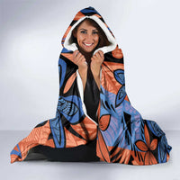 Plumeria Polynesian Pattern Hooded Blanket Unique Fantasy Orange Blue LT01 - Polynesian Pride