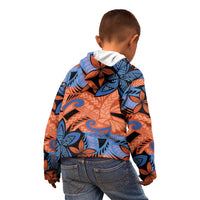 Plumeria Polynesian Pattern Kid Hoodie Unique Fantasy Orange Blue