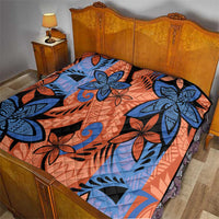 Plumeria Polynesian Pattern Quilt Unique Fantasy Orange Blue