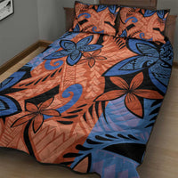 Plumeria Polynesian Pattern Quilt Bed Set Unique Fantasy Orange Blue LT01 - Polynesian Pride