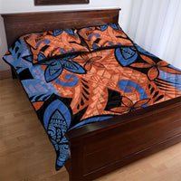 Plumeria Polynesian Pattern Quilt Bed Set Unique Fantasy Orange Blue LT01 - Polynesian Pride
