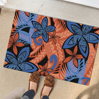 Plumeria Polynesian Pattern Rubber Doormat Unique Fantasy Orange Blue LT01 - Polynesian Pride