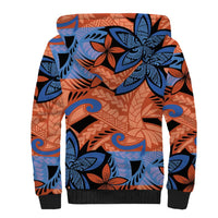 Plumeria Polynesian Pattern Sherpa Hoodie Unique Fantasy Orange Blue LT01 - Polynesian Pride