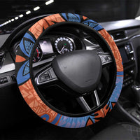 Plumeria Polynesian Pattern Steering Wheel Cover Unique Fantasy Orange Blue LT01 Universal Fit Orange - Polynesian Pride