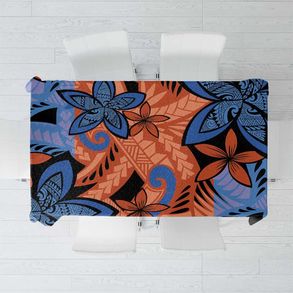 Plumeria Polynesian Pattern Tablecloth Unique Fantasy Orange Blue LT01 Orange - Polynesian Pride