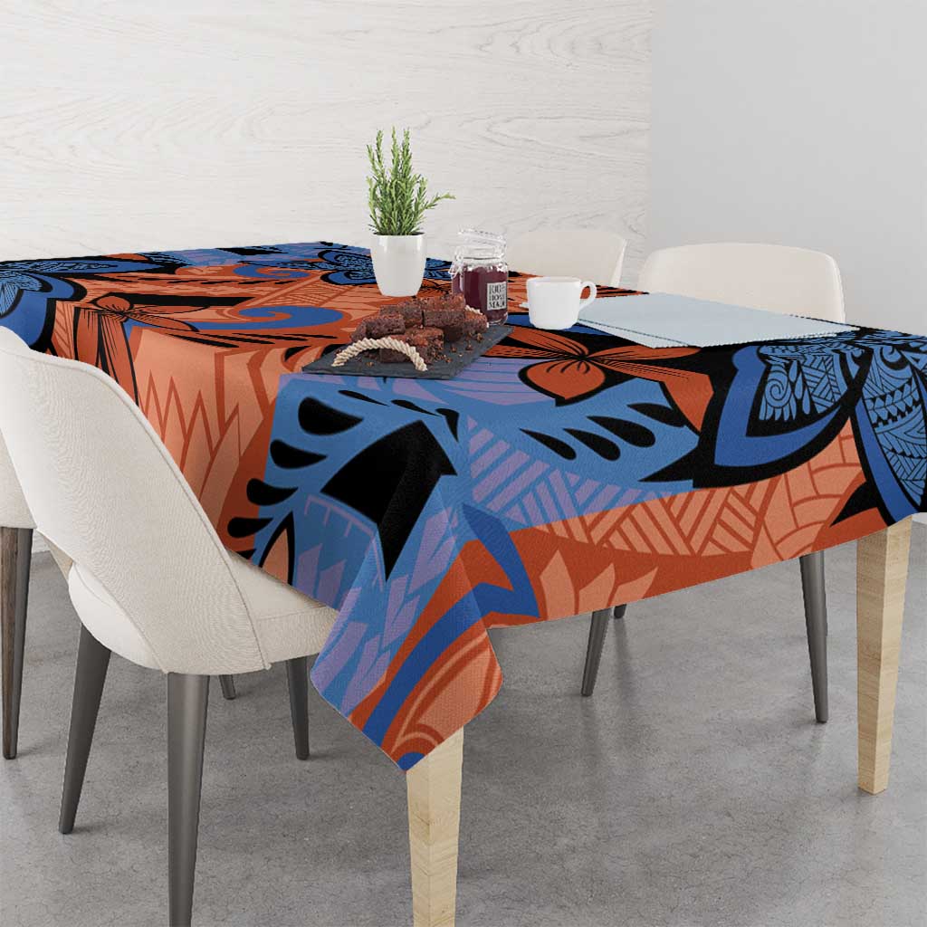 Plumeria Polynesian Pattern Tablecloth Unique Fantasy Orange Blue LT01 - Polynesian Pride