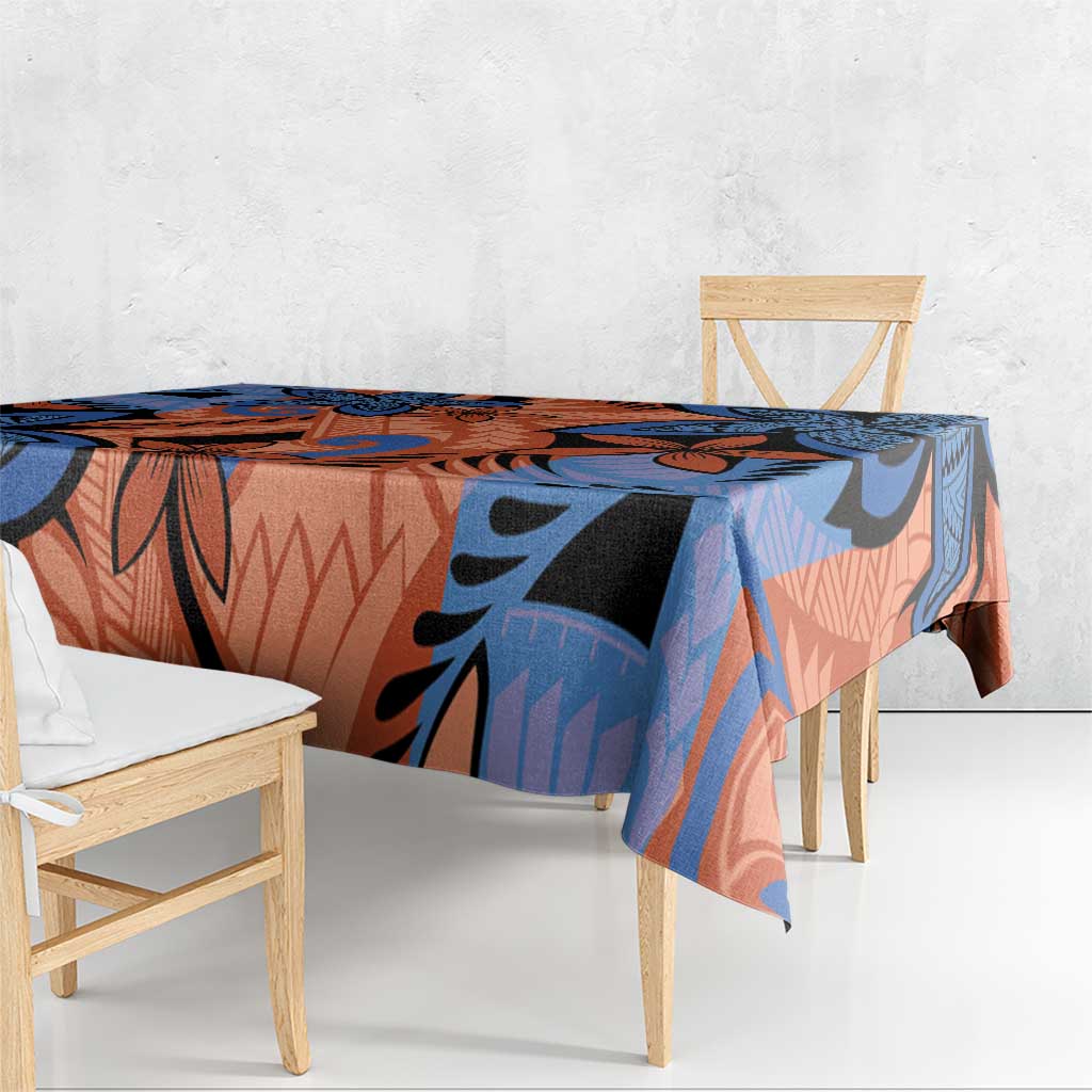 Plumeria Polynesian Pattern Tablecloth Unique Fantasy Orange Blue LT01 - Polynesian Pride