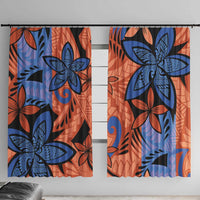 Plumeria Polynesian Pattern Window Curtain Unique Fantasy Orange Blue LT01 With Hooks Orange - Polynesian Pride
