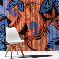 Plumeria Polynesian Pattern Window Curtain Unique Fantasy Orange Blue LT01 - Polynesian Pride