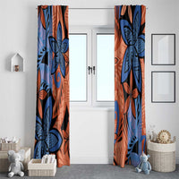 Plumeria Polynesian Pattern Window Curtain Unique Fantasy Orange Blue LT01 - Polynesian Pride
