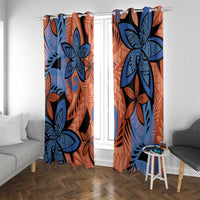 Plumeria Polynesian Pattern Window Curtain Unique Fantasy Orange Blue LT01 With Grommets Orange - Polynesian Pride