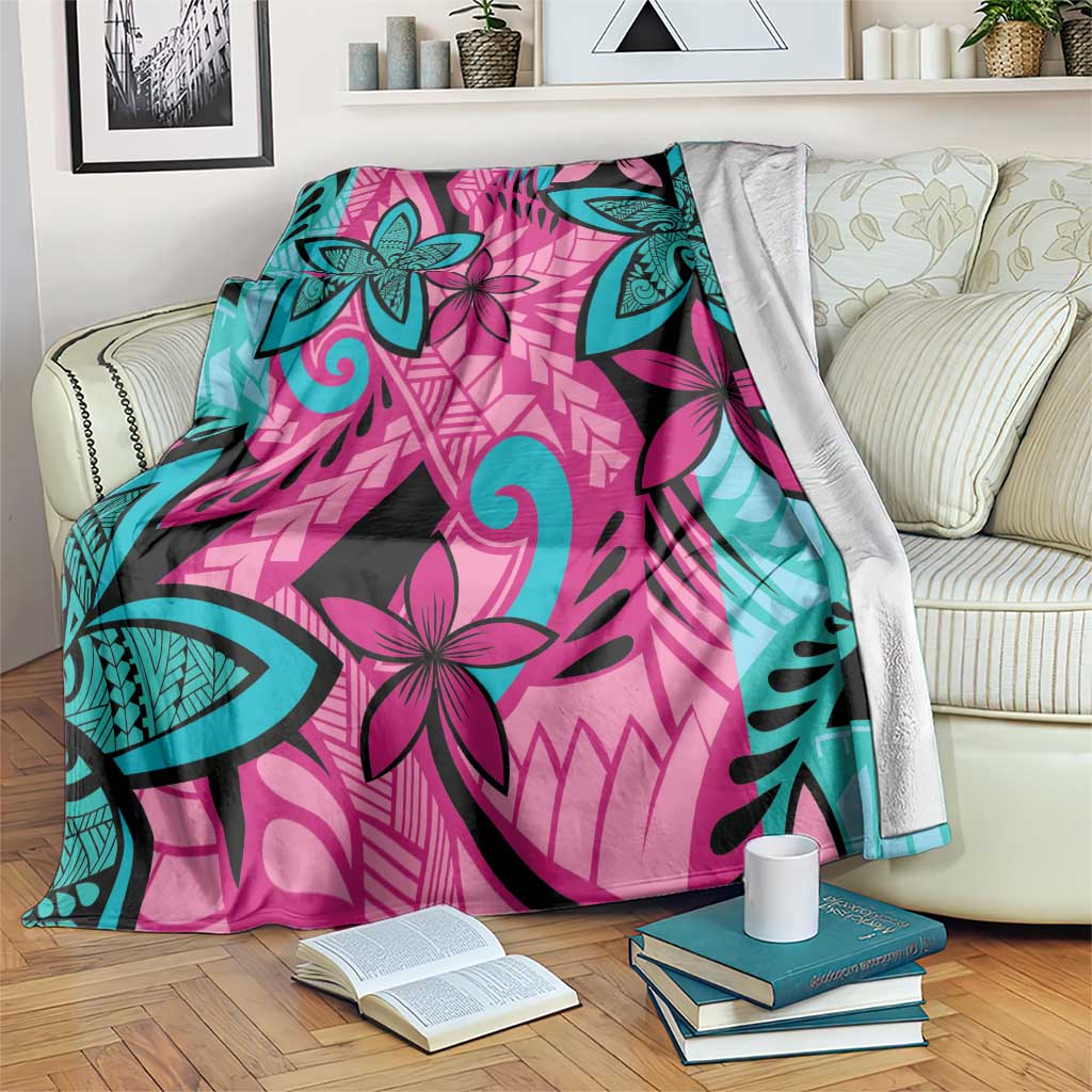 Plumeria Polynesian Pattern Blanket Unique Fantasy Pink Teal LT01 Pink - Polynesian Pride