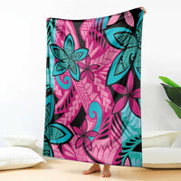 Plumeria Polynesian Pattern Blanket Unique Fantasy Pink Teal LT01 - Polynesian Pride