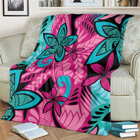 Plumeria Polynesian Pattern Blanket Unique Fantasy Pink Teal LT01 - Polynesian Pride