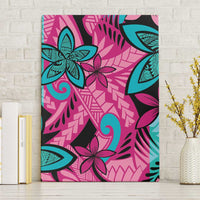 Plumeria Polynesian Pattern Canvas Wall Art Unique Fantasy Pink Teal LT01 Without Frame Pink - Polynesian Pride