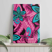 Plumeria Polynesian Pattern Canvas Wall Art Unique Fantasy Pink Teal LT01 - Polynesian Pride
