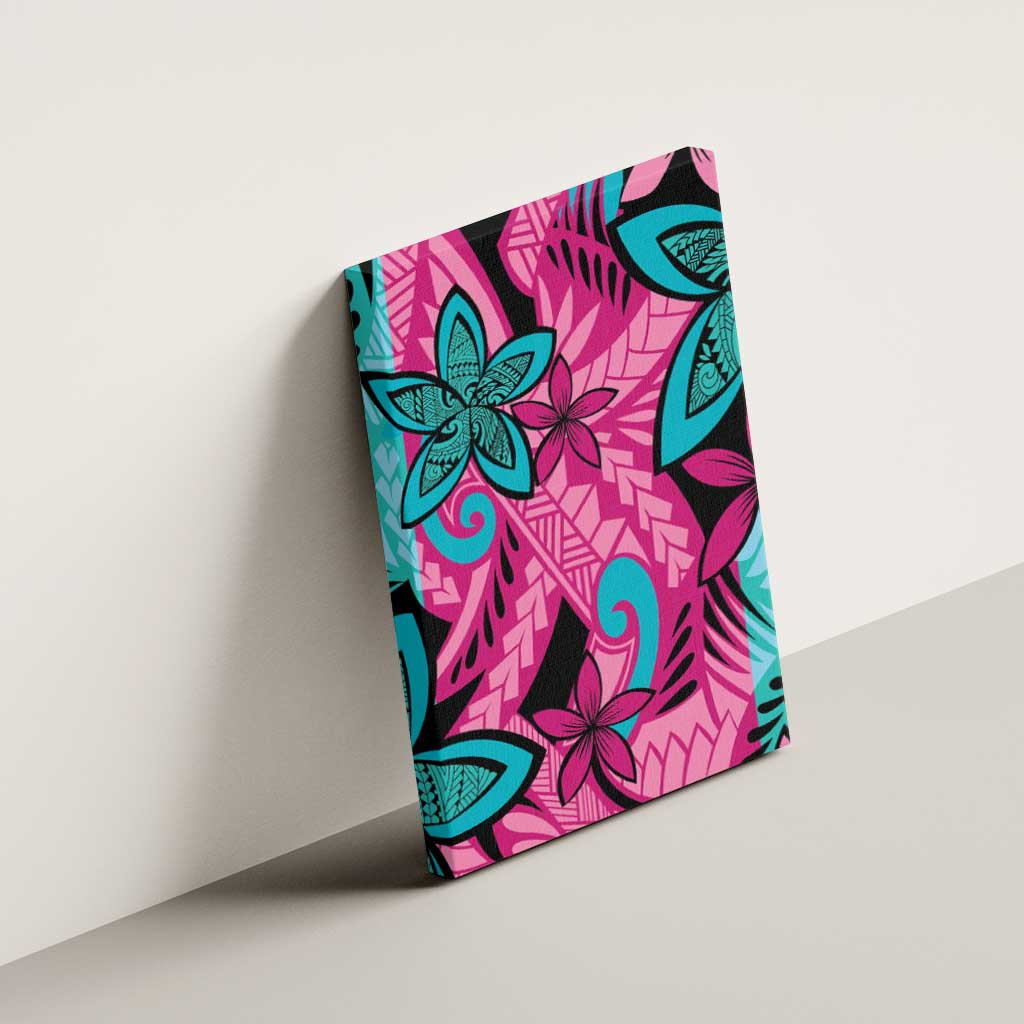 Plumeria Polynesian Pattern Canvas Wall Art Unique Fantasy Pink Teal LT01 - Polynesian Pride