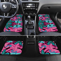 Plumeria Polynesian Pattern Car Mats Unique Fantasy Pink Teal LT01 Set 4pcs Pink - Polynesian Pride